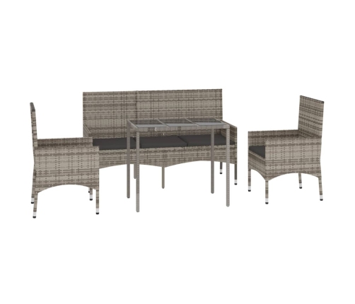 Set de muebles de jardín 4 pzas y cojines ratán sintético gris