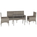 Set de muebles de jardín 4 pzas y cojines ratán sintético gris