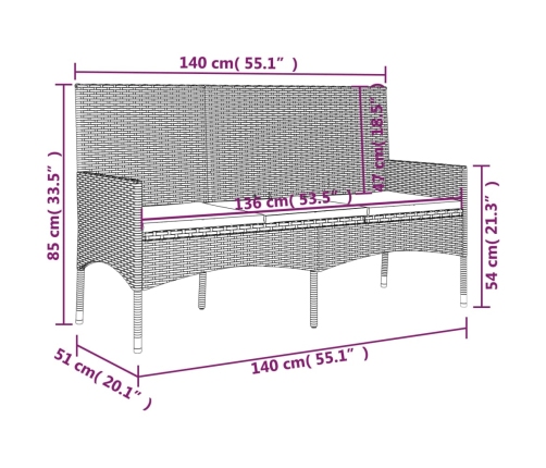 Set de muebles de jardín 4 pzas y cojines ratán sintético gris