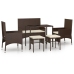 Set muebles de jardín 6 piezas y cojines ratán sintético marrón