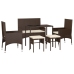 Set muebles de jardín 6 piezas y cojines ratán sintético marrón