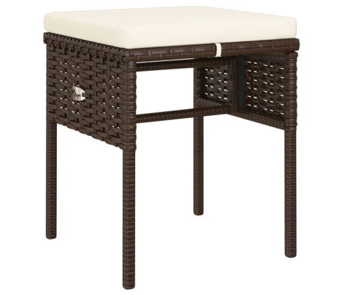 Set muebles de jardín 6 piezas y cojines ratán sintético marrón
