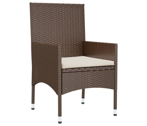 Set muebles de jardín 6 piezas y cojines ratán sintético marrón
