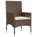 Set muebles de jardín 6 piezas y cojines ratán sintético marrón