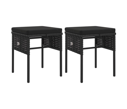 Set muebles de jardín 6 piezas y cojines ratán sintético negro