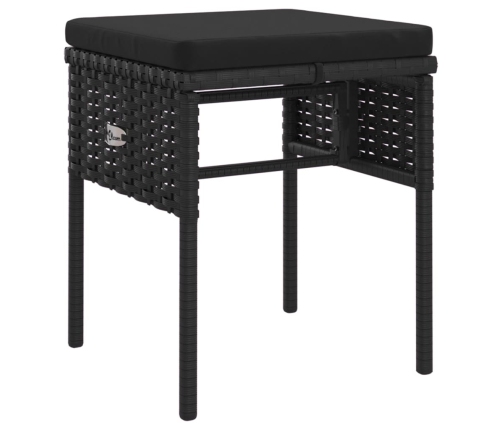 Set muebles de jardín 6 piezas y cojines ratán sintético negro