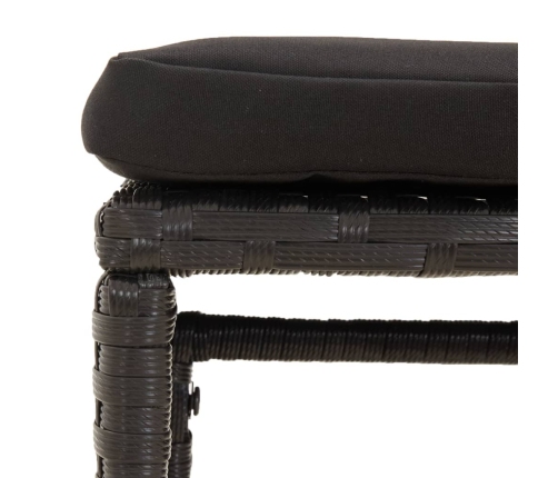 Set muebles de jardín 6 piezas y cojines ratán sintético negro
