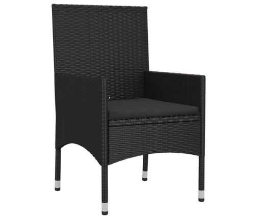 Set muebles de jardín 6 piezas y cojines ratán sintético negro