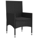 Set muebles de jardín 6 piezas y cojines ratán sintético negro