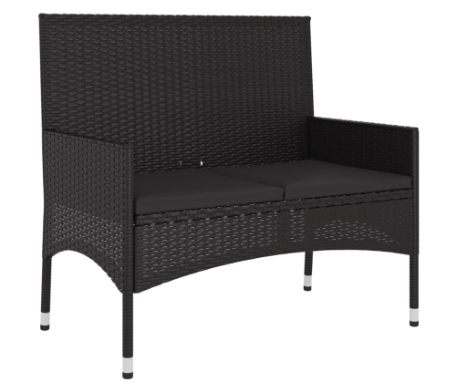 Set muebles de jardín 6 piezas y cojines ratán sintético negro