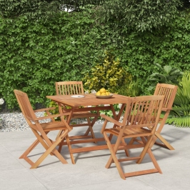 Juego de comedor de jardín 5 piezas madera maciza de acacia