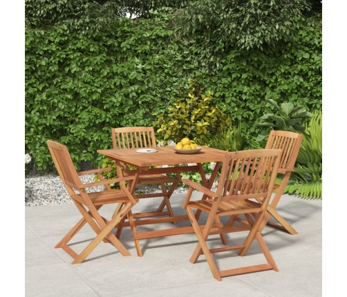 Juego de comedor de jardín 5 piezas madera maciza de acacia