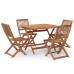 Juego de comedor de jardín 5 piezas madera maciza de acacia