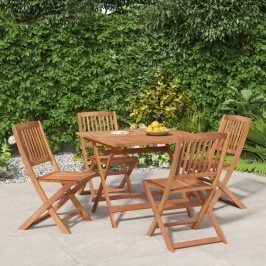 Juego de comedor de jardín 5 piezas madera maciza de acacia