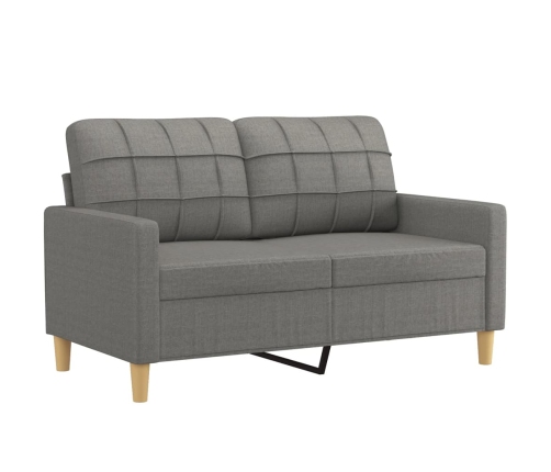 vidaXL Sofá 2 plazas con almohadas y cojines tela gris oscuro 120 cm