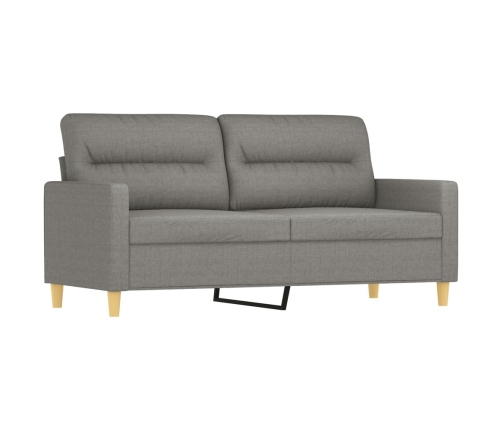 Sofá 2 plazas con almohadas y cojines tela gris oscuro 140 cm