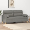 vidaXL Sofá 2 plazas con almohadas y cojines tela gris oscuro 140 cm