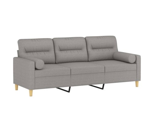 vidaXL Sofá de 3 plazas con almohadas y cojines tela gris claro 180 cm