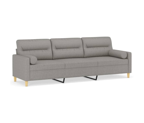 vidaXL Sofá de 3 plazas con almohadas y cojines tela gris claro 210 cm