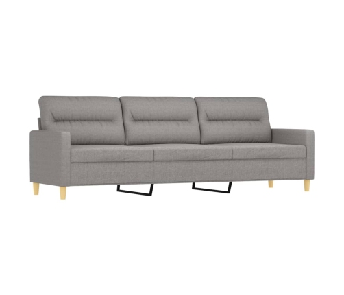 vidaXL Sofá de 3 plazas con almohadas y cojines tela gris claro 210 cm