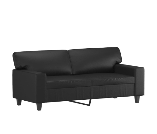 vidaXL Sofá 2 plazas almohadas y cojines cuero sintético negro 140 cm