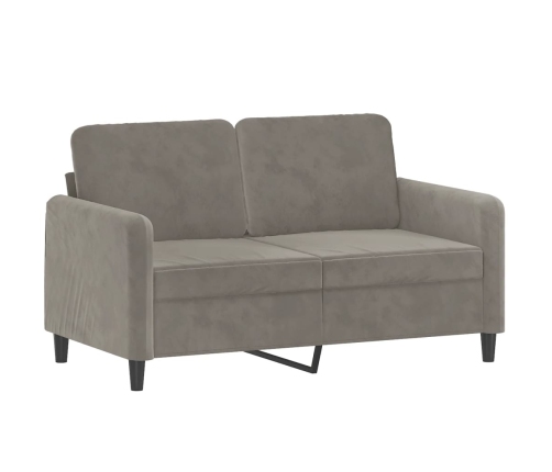 Sofá 2 plazas almohadas y cojines terciopelo gris claro 120 cm