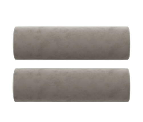 Sofá 2 plazas almohadas y cojines terciopelo gris claro 120 cm