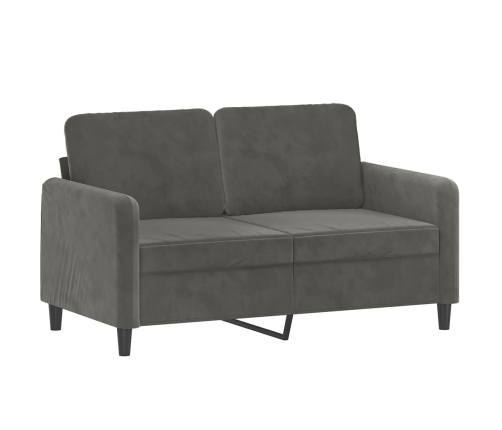 Sofá 2 plazas almohadas y cojines terciopelo gris oscuro 120 cm