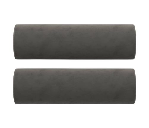 Sofá 2 plazas almohadas y cojines terciopelo gris oscuro 120 cm