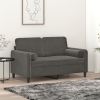 Sofá 2 plazas almohadas y cojines terciopelo gris oscuro 120 cm