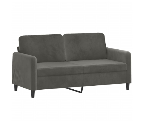 Sofá 2 plazas almohadas y cojines terciopelo gris oscuro 140 cm