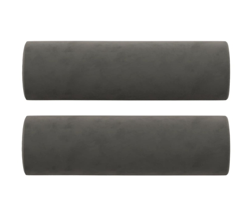 Sofá 2 plazas almohadas y cojines terciopelo gris oscuro 140 cm