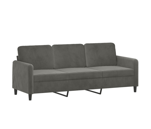 vidaXL Sofá 3 plazas almohadas y cojines terciopelo gris claro 180 cm