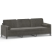 Sofá 3 plazas almohadas y cojines terciopelo gris oscuro 210 cm