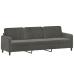 Sofá 3 plazas almohadas y cojines terciopelo gris oscuro 210 cm