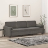 Sofá 3 plazas almohadas y cojines terciopelo gris oscuro 210 cm