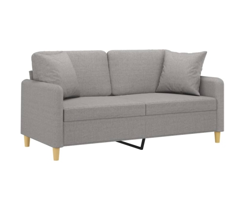 vidaXL Sofá de 2 plazas con almohadas y cojines tela gris claro 140 cm