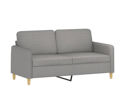 vidaXL Sofá de 2 plazas con almohadas y cojines tela gris claro 140 cm