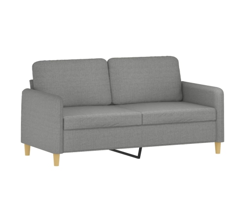 Sofá 2 plazas con almohadas y cojines tela gris oscuro 140 cm