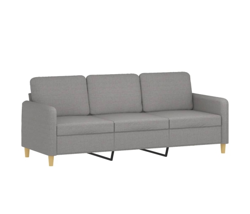 Sofá de 3 plazas con almohadas y cojines tela gris claro 180 cm