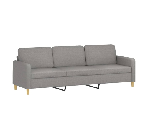 Sofá de 3 plazas con almohadas y cojines tela gris claro 210 cm