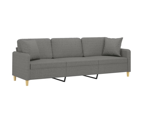 vidaXL Sofá 3 plazas con almohadas y cojines tela gris oscuro 210 cm