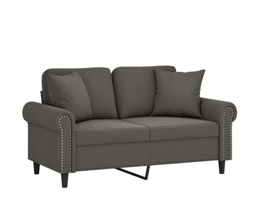 vidaXL Sofá 2 plazas almohadas y cojines terciopelo gris oscuro 120 cm