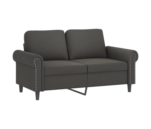 vidaXL Sofá 2 plazas almohadas y cojines terciopelo gris oscuro 120 cm