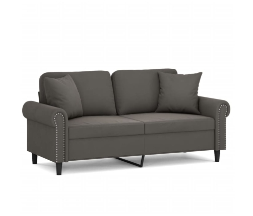 vidaXL Sofá 2 plazas almohadas y cojines terciopelo gris oscuro 140 cm