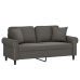 vidaXL Sofá 2 plazas almohadas y cojines terciopelo gris oscuro 140 cm