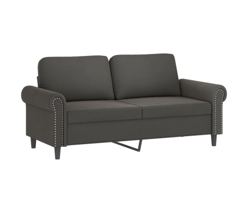 vidaXL Sofá 2 plazas almohadas y cojines terciopelo gris oscuro 140 cm