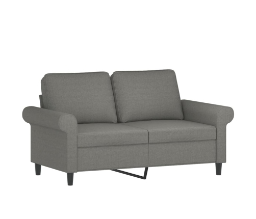 Sofá 2 plazas con almohadas y cojines tela gris oscuro 120 cm