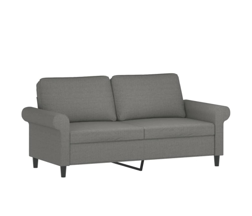 Sofá 2 plazas con almohadas y cojines tela gris oscuro 140 cm