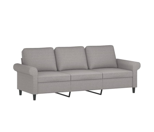 Sofá de 3 plazas con almohadas y cojines tela gris claro 180 cm